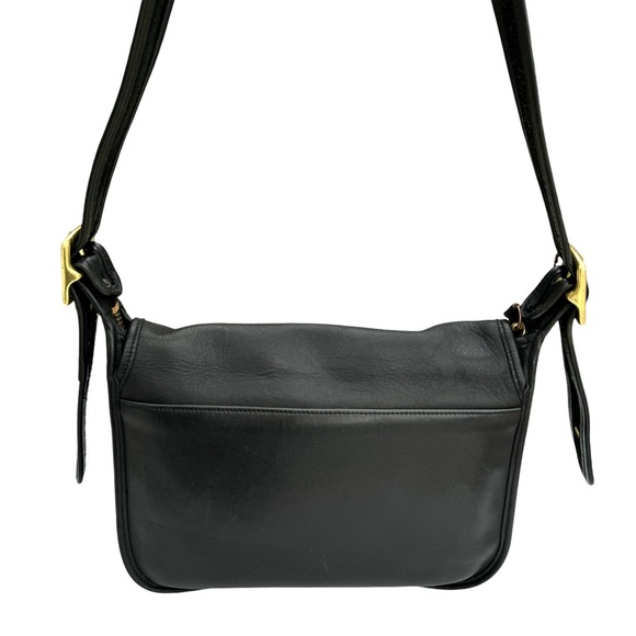 Coach Vintage Leather Flap Shoulder Bag Black Y2K Messenger Bag Women’s - Picture 10 of 17